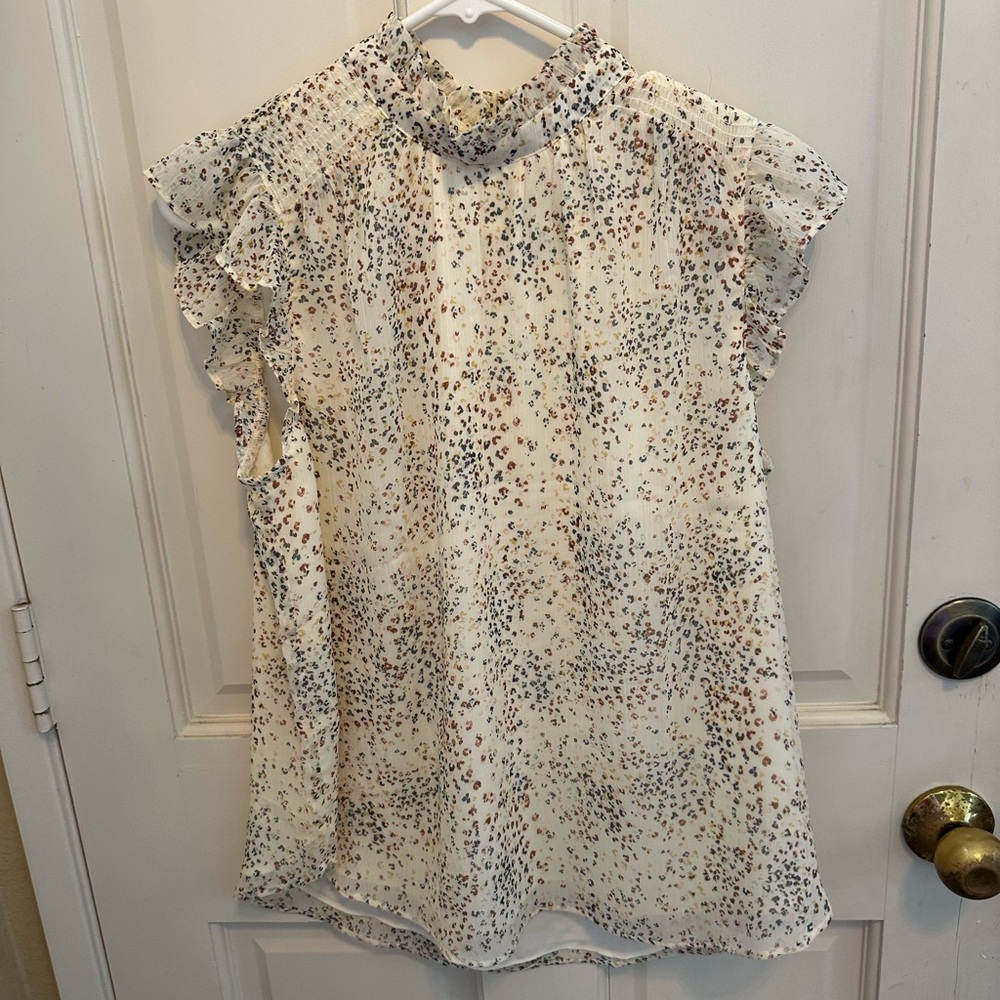 Women's Floral Print Ruffle Sleeve Top
